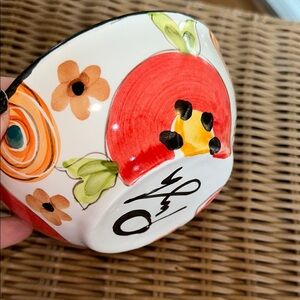 Colorful Floral Ceramic Bowl Jan Pugh signed bowl